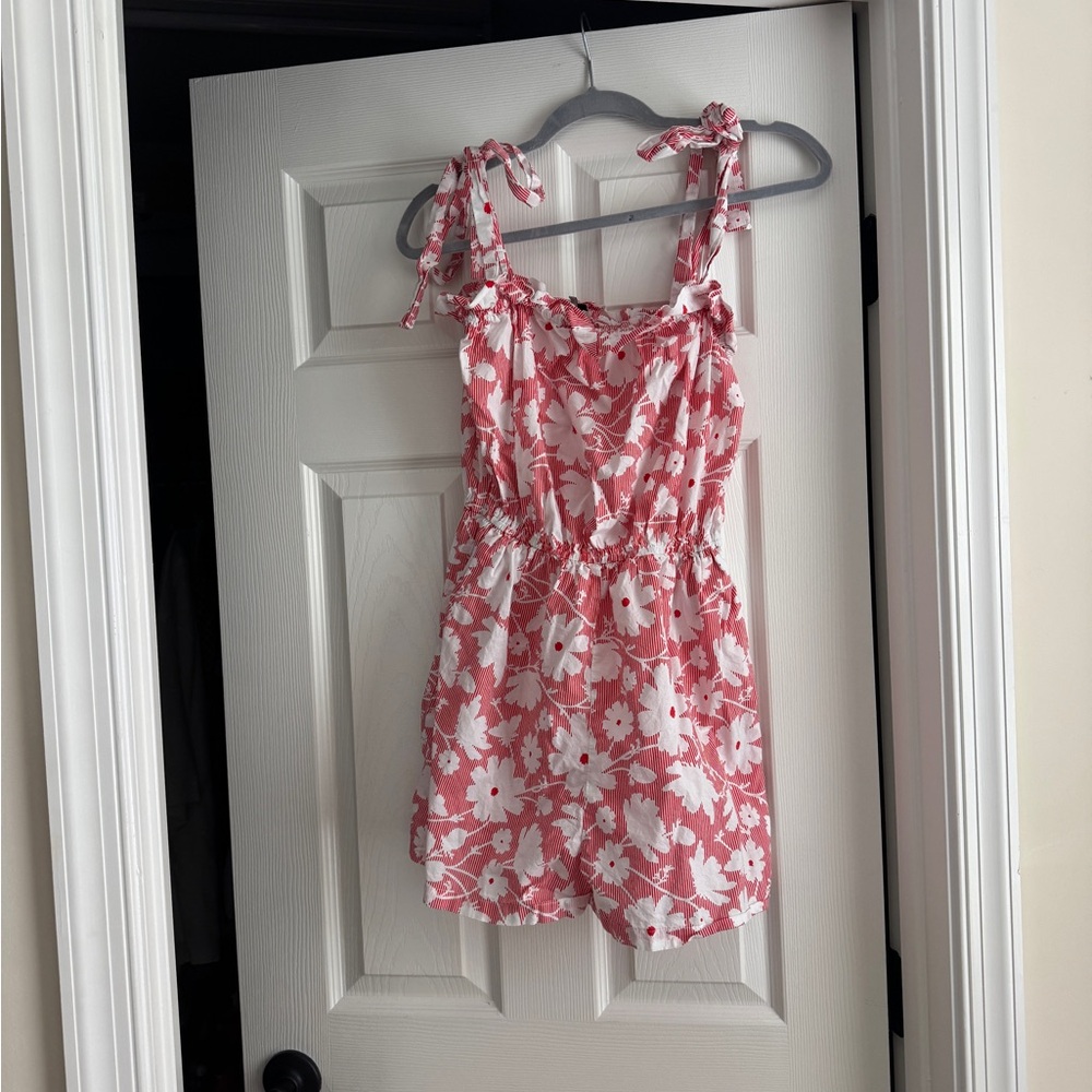 FRNCH Floral Print Bow Tie Strap Romper